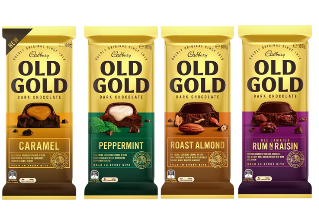 Cadbury Old Gold Dark Chocolate Original • Roast Almond • Peppermint • 70 Cocoa 180g 5421