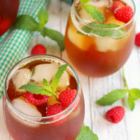 Iced Rooibos Tea with Raspberries & Mint